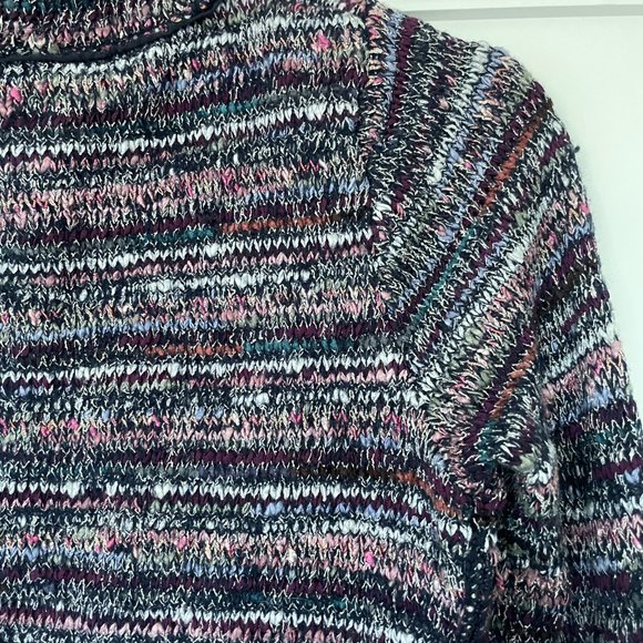 Free People Multicolored Cardigan Knit Wool Blend Raw Seam Coat Turtle Neck - Picture 3 of 5